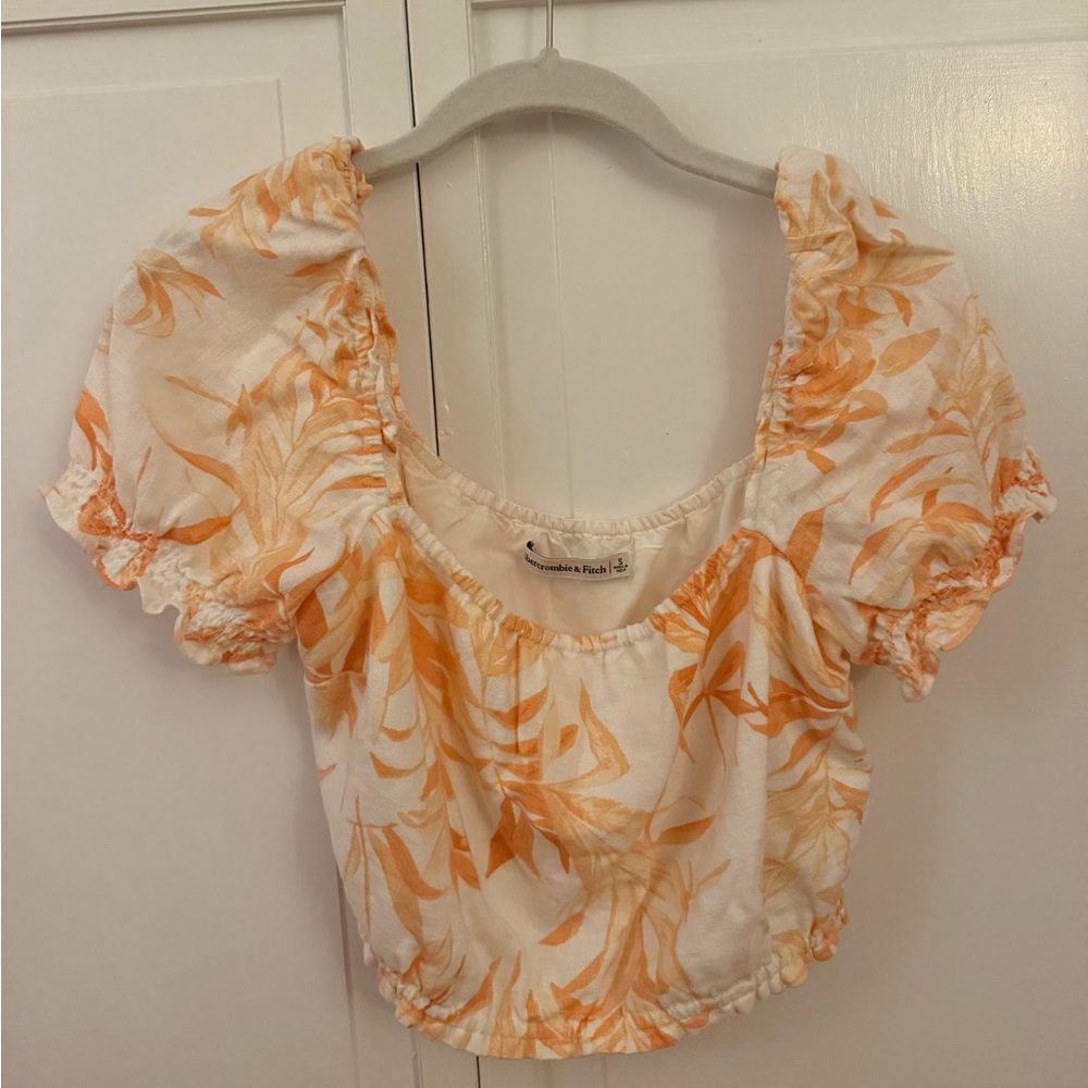 Abercrombie & Fitch Orange Puff Sleeve Blouse